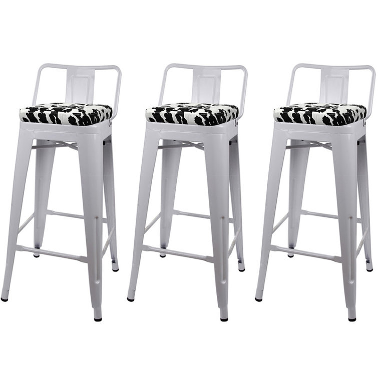 Williston 30Inch Milk Cow Seat White Metal Bar Stool, set of 3